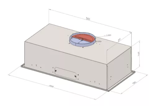 Kluge beépíthető fekete páraelszívó, 60cm, 17cm magas