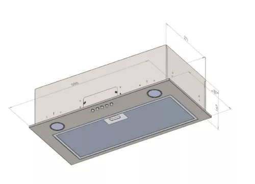 Kluge beépíthető fekete páraelszívó, 60cm, 17cm magas