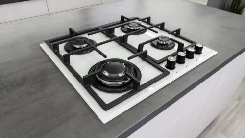 Kluge beépíthető gáz főzőlap, 60 cm, fehér üveg, WOK égő