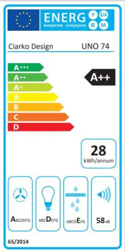 MONNO Uno 74 cm beépíthető páraelszívó, fekete üveg