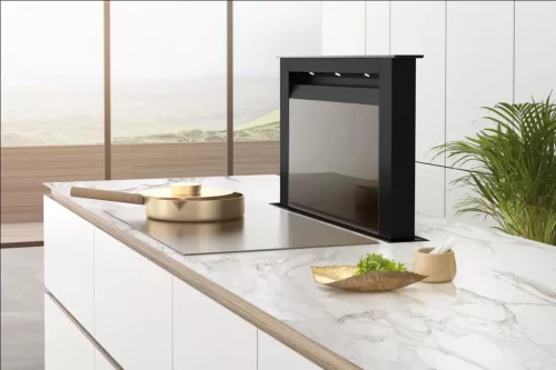 MONNO Moondraft Matte Black/Black Glass 90 pultból kiemelkedő páraelszívó, fekete