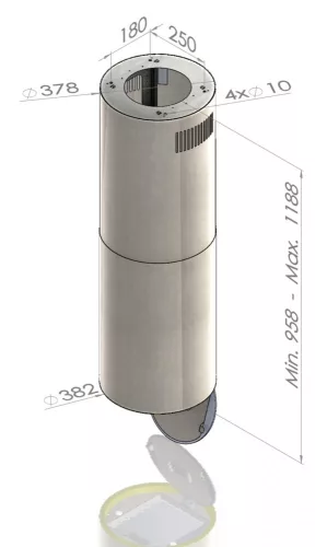 MONNO Tubus W sziget páraelszívó, 38 cm, érintésmentes vezérlés, inox