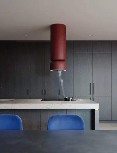 MONNO Icon W sziget páraelszívó, 38 cm, érintésmentes vezérlés, burgundi