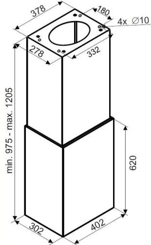 MONNO Cube W Inox sziget páraelszívó, 40x30 cm, érintésmentes vezérlés, inox