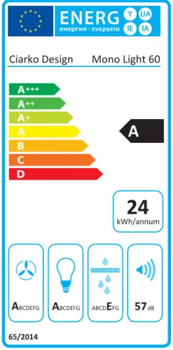 MONNO Mono Light 60 cm függeszett sziget páraelszívó, érintésmentes vezérlés, arany