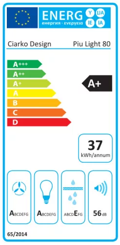 MONNO Piu Light Black 80 függesztett sziget páraelszívó, 80 cm, érintésmentes vezérlés, fekete