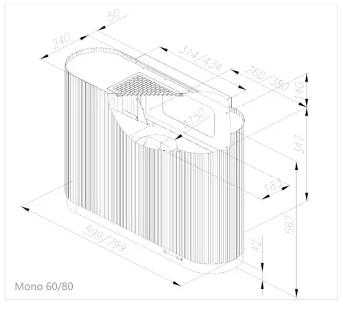 MONNO Mono Gold 60 cm fali páraelszívó, érintésmentes vezérlés, arany