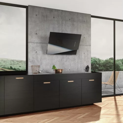 MONNO Trio fali páraelszívó, 90 cm, fekete/inox