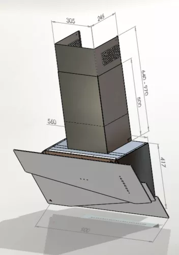 MONNO Trio fali páraelszívó, 90 cm, fekete/inox