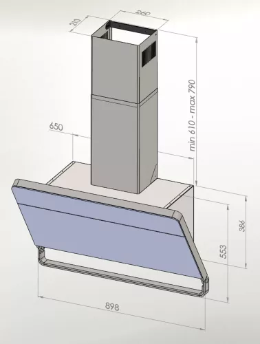 MONNO Illumia fali páraelszívó, 90 cm, fehér