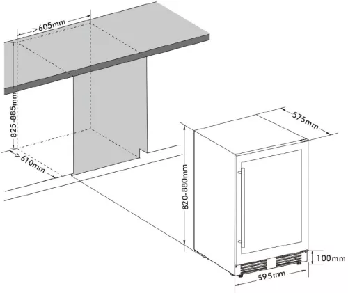 FrigaluX Kültéri inox hűtő RETT136A pult alá építhető és szabadonálló, 102 L