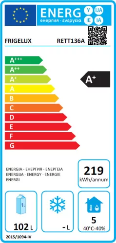 FrigaluX Kültéri inox hűtő RETT136A pult alá építhető és szabadonálló, 102 L
