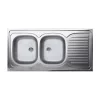 LAVEO LON 60 2CS kétmedence inox cseppt. teletetős mosogató szifonnal