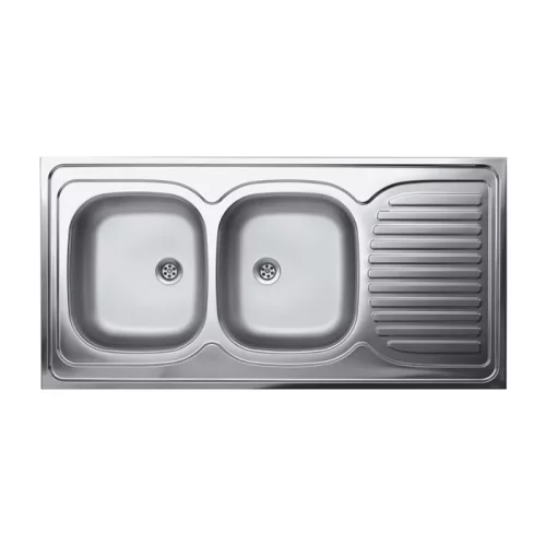 LAVEO LON 60 2CS kétmedence inox cseppt. teletetős mosogató szifonnal
