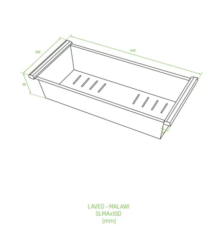 LAVEO MALAWI inox beépíthető mosogató szifonnal, rollmat csepegtetővel, gyümölcsmosóval, mos.szer adagolóval, 50x58x20 cm