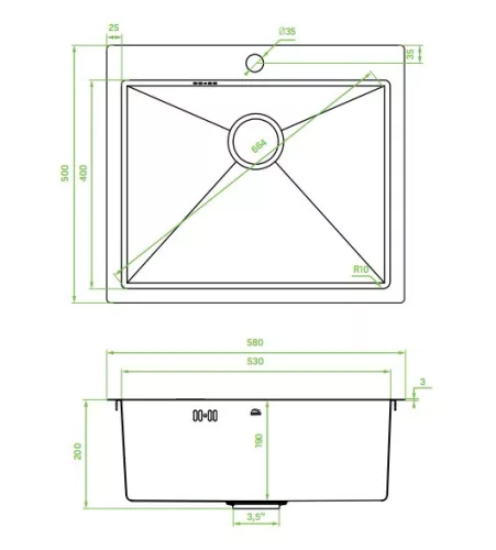 LAVEO MALAWI arany színű beépíthető inox mosogató szifonnal, rollmat csepegtetővel, gyümölcsmosóval, mos.szer adagolóval, 50x58x20 cm