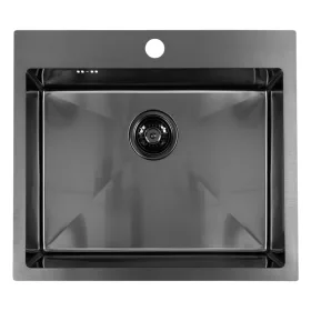   LAVEO MALAWI inox grafit színű beépíthető inox mosogató szifonnal, 50x58x20 cm