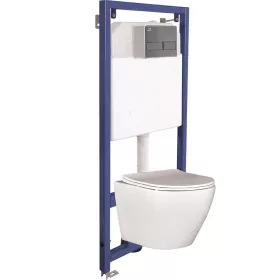   LAVEO AKAN / DESNA WC-szett rejtett fali tartállyal, grafit öblítővel, fali WC-vel, keskeny ülőkével