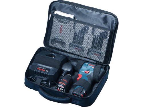 BOSCH Akkus fúrócsavarozó GSR 12V-30 táskában + tartozék készletek (2 x 2,0 Ah akku + gyorstöltő)
