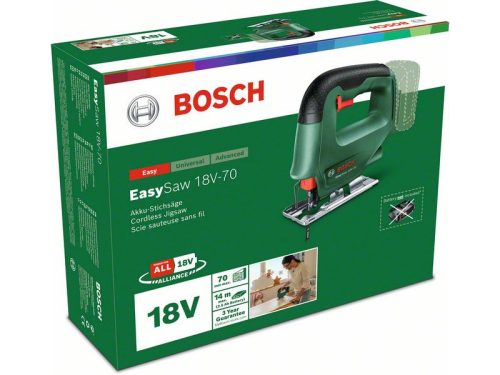 BOSCH Akkus dekopírfűrész EasySaw 18V-70 kengyelfogantyús (akku és töltő nélkül)