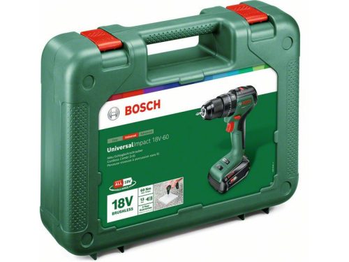 BOSCH Akkus ütvefúró-csavarozó UniversalImpact 18V-EC 60 Nm kofferben (1 x 2,0 Ah akku + töltő)