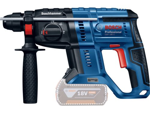BOSCH GBH 180-LI Akkus, szénkefementes fúrókalapács SDS-Plus (akku + töltő nélkül) kartondobozban