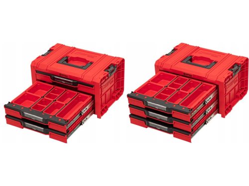 QBRICK SYSTEM PRO Gurulós Fiókos Szerszámosláda 3 Red Ultra HD