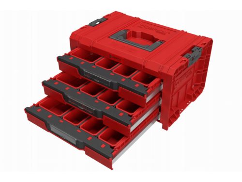 QBRICK SYSTEM PRO Gurulós Fiókos Szerszámosláda 4 Red Ultra HD