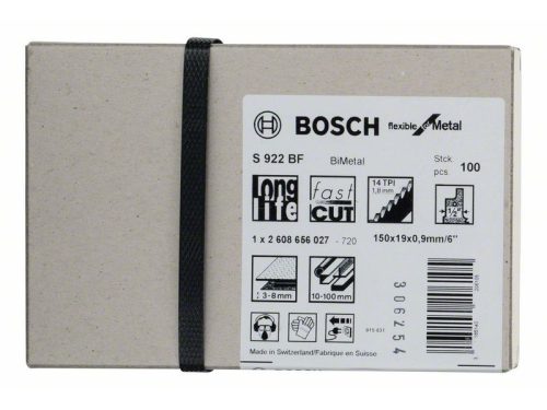 BOSCH Szablyafűrészlap fémre S 922 BF 150 mm / 14TPI bimetál Flexible for Metal (100 db)