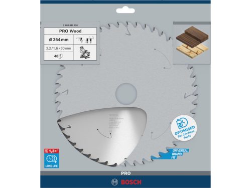 BOSCH PRO Fűrésztárcsa fához 254 x 30 x 2,2 mm / 48T