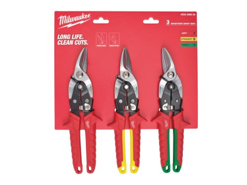 MILWAUKEE Lemezvágó olló készlet 3 részes 260 mm (jobbos, balos, egyenes)