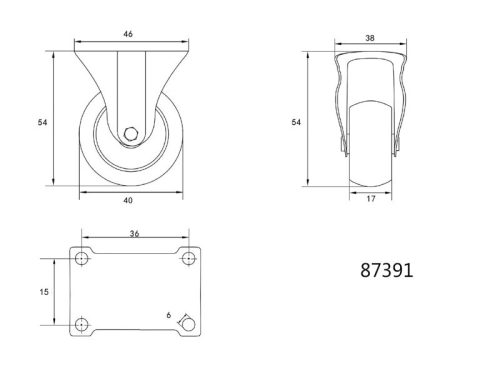 VOREL Ipari kerék Fix villás 40 mm 20 kg