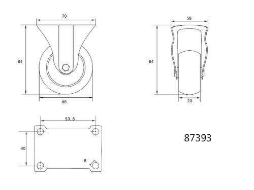 VOREL Ipari kerék Fix villás 65 mm 30 kg