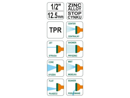 FLO Öntözőpisztoly cinkbetétes 7 funkciós