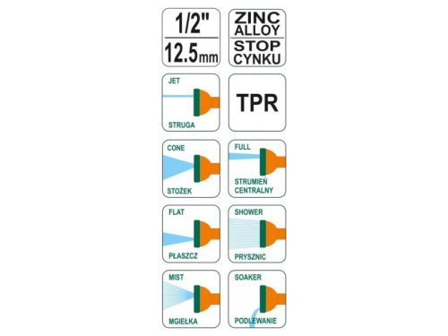 FLO Öntözőpisztoly cinkbetétes 7 funkciós