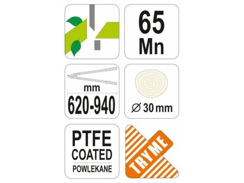 FLO Ágvágó teleszkópos nyél 620 - 940 mm/30 mm mellévágó teflon bevonatos