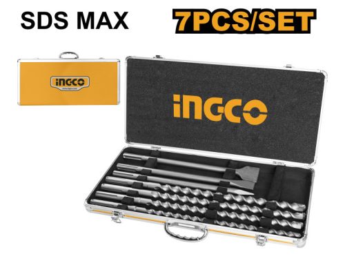 INGCO Kőzetfúró és vésőszár készlet 7 részes SDS-Max