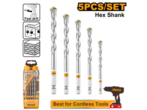 INGCO Kőzetfúró készlet 5 részes 4-10-ig bit befogású