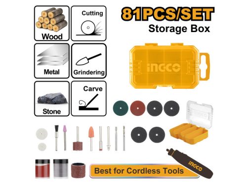 INGCO Csapos mini csiszolófej készlet 81 részes