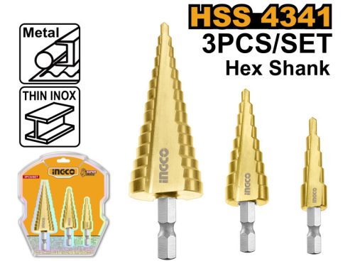 INGCO Lépcsős fúró készlet 3 részes 4-32 mm HSS