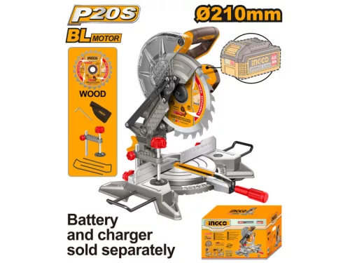 INGCO Akkus gérvágó 210 mm szénkefe nélküli 20 V (akku és töltő nélkül)