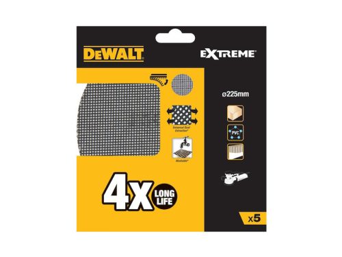 DEWALT EXTREME Tépőzáras csiszolóháló mosható 225 mm / P240 (5 db)