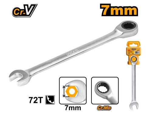 INGCO Racsnis csillag-villáskulcs 7 mm / 140 mm CrV