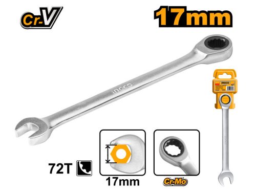 INGCO Racsnis csillag-villáskulcs 17 mm / 225 mm CrV