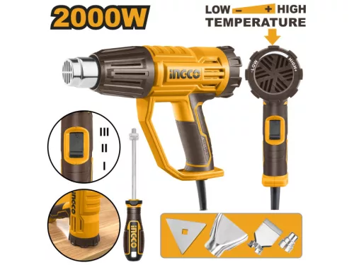 INGCO Hőlégfúvó 550°C 2000 W + tartozékok