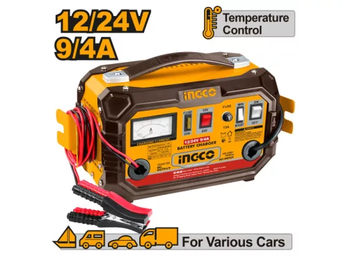 INGCO Akkumulátor töltő 12/24 V 9/4 A 28-180 Ah