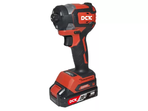 DCK Akkus ütvecsavarozó 1/4" 208 Nm szénkefe nélküli 20 V (1 x 4,0 Ah akku + töltő)