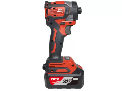 DCK Akkus ütvecsavarozó 1/4" 208 Nm szénkefe nélküli 20 V (1 x 4,0 Ah akku + töltő)