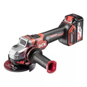   DCK Akkus sarokcsiszoló 125 mm szénkefe nélküli 20 V (2 x 5,0 Ah akku + töltő)