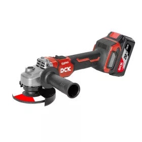   DCK Könnyített akkus sarokcsiszoló 125 mm szénkefe nélküli 20 V (2 x 4,0 Ah akku + töltő)